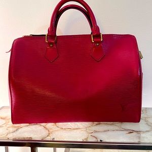 Louis Vuitton Speedy 35 red epi leather